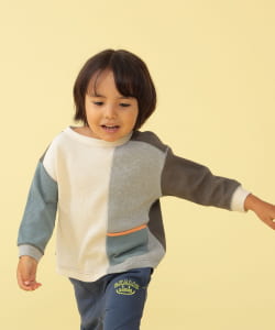 BEAMS mini / 童裝 多彩 拼接 華夫格 T恤 (90～150cm)