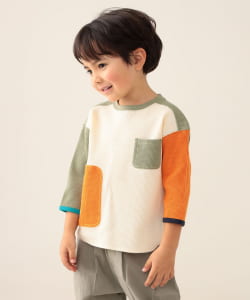 BEAMS mini / 童裝 拼接 華夫格 T恤 24SS (90～150cm)