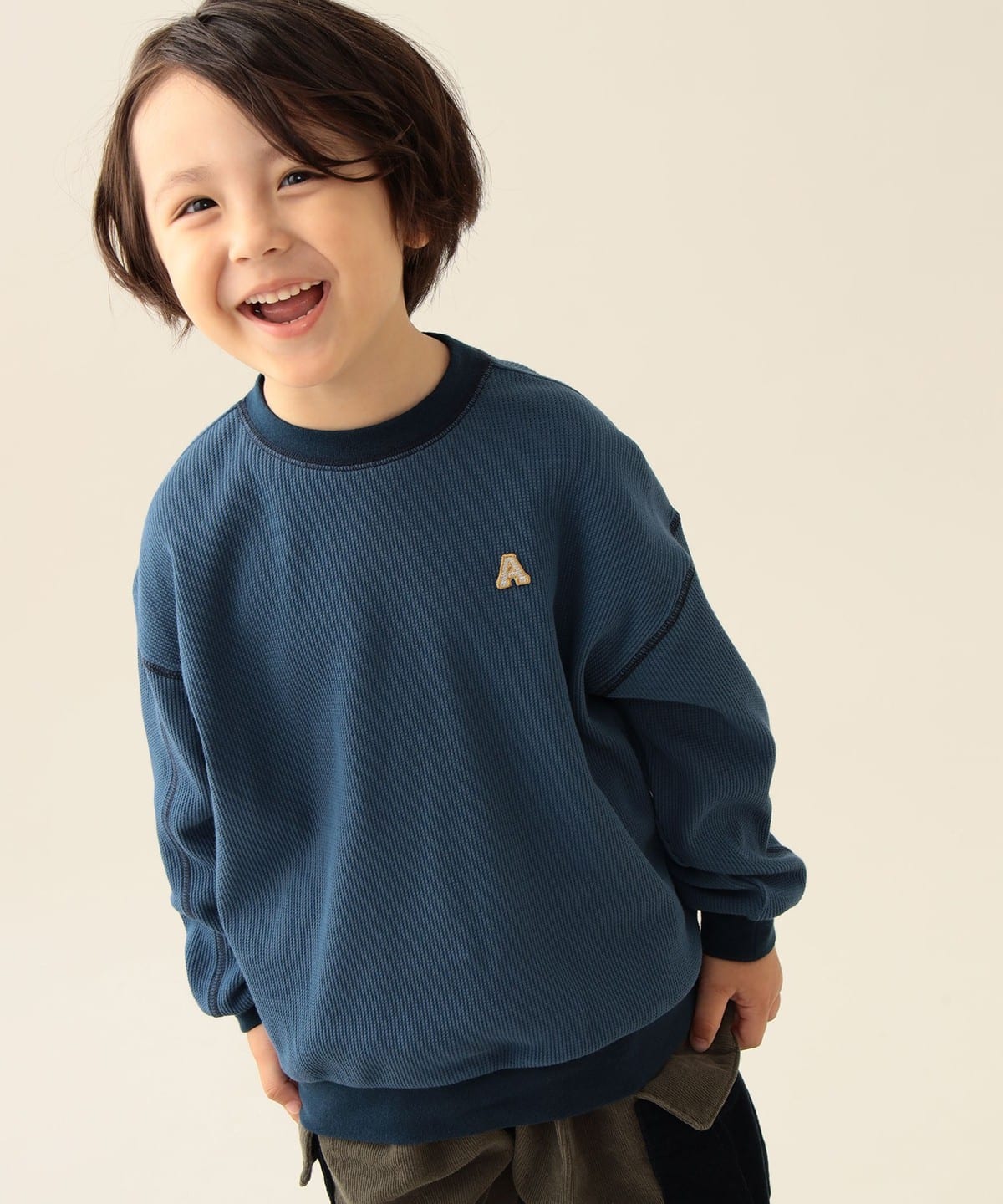 アルファベット ワッフル ロングスリーブ Tシャツ 2025FW（90 140cm） Tシャツ・カットソー BLUE 90