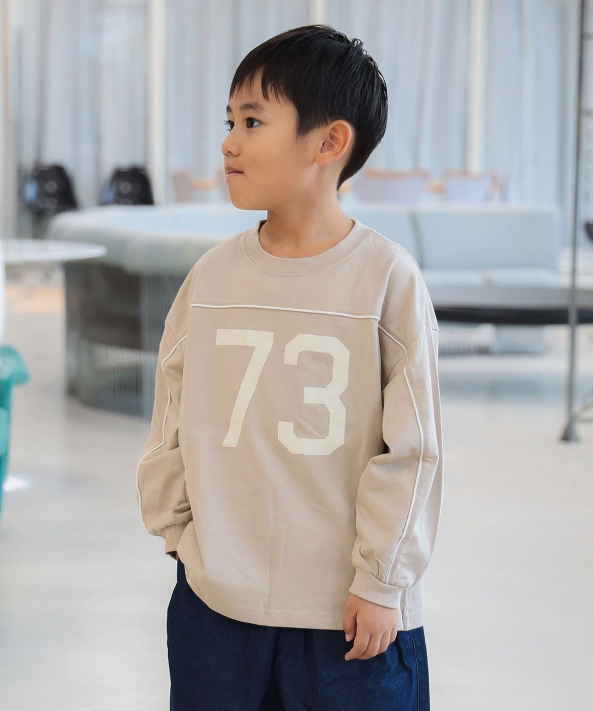 BEAMS mini（ビームス ミニ）ナンバー ロゴ ロングスリーブ Tシャツ