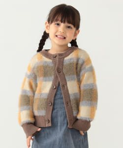 BEAMS mini / 童裝 絨毛 格紋 針織衫