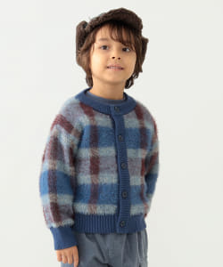 BEAMS mini / シャギーチェック カーディガン（90～150cm）