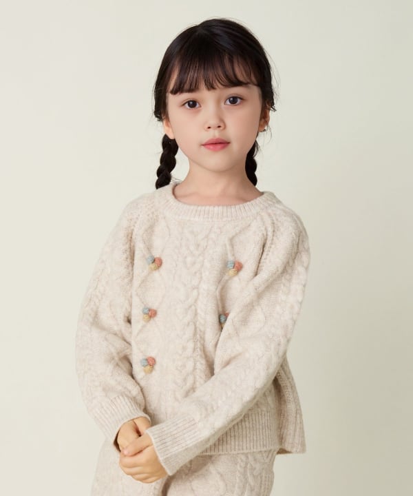 BEAMS mini（ビームス ミニ）ポップコーン ケーブルニット（90