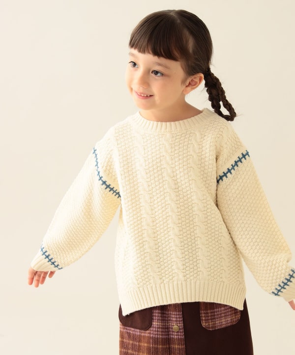BEAMS mini（ビームス ミニ）ケーブルニット プルオーバー 2025FW（90