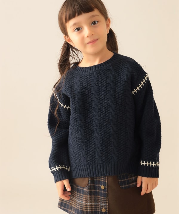 BEAMS mini（ビームス ミニ）ケーブルニット プルオーバー 2025FW（90