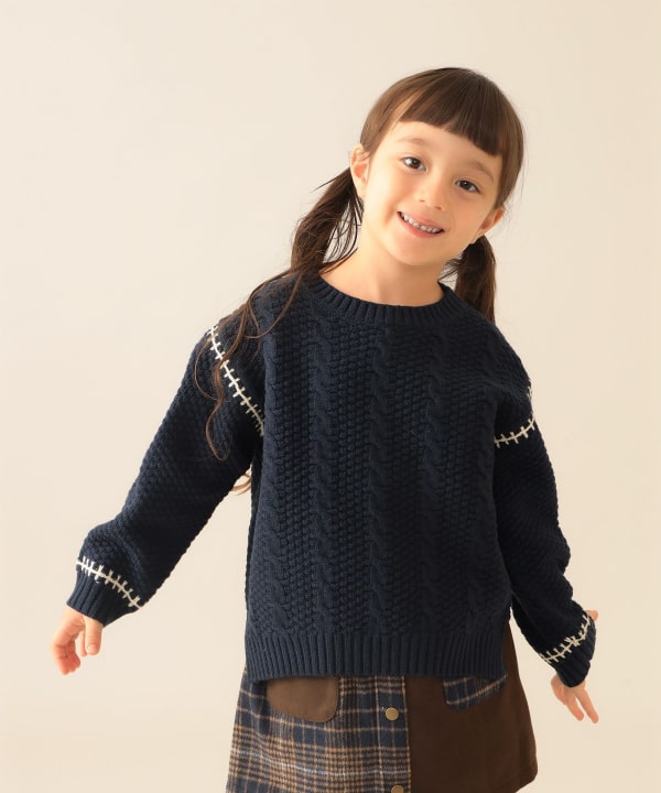 BEAMS mini（ビームス ミニ）ケーブルニット プルオーバー 2025FW（90