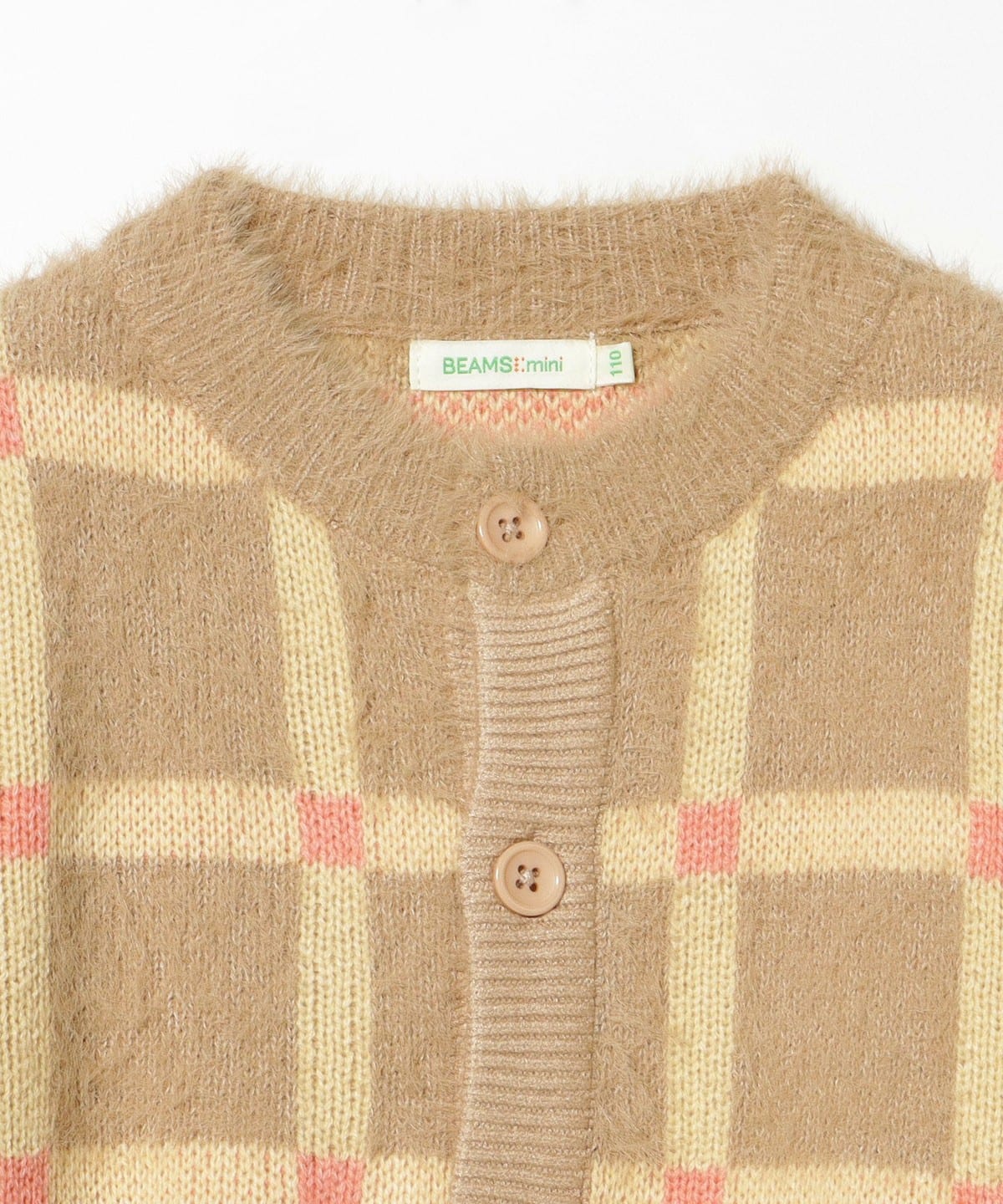BEAMS mini（ビームス ミニ）チェック シャギー カーディガン（90 