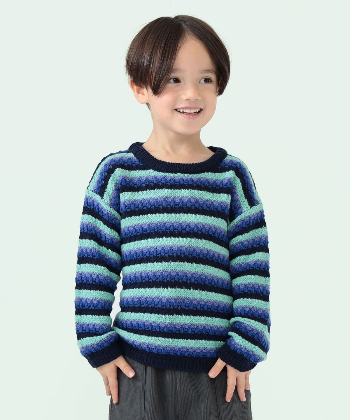 BEAMS mini (BEAMS mini) Openwork Border Knit Sweater 2026FW (90