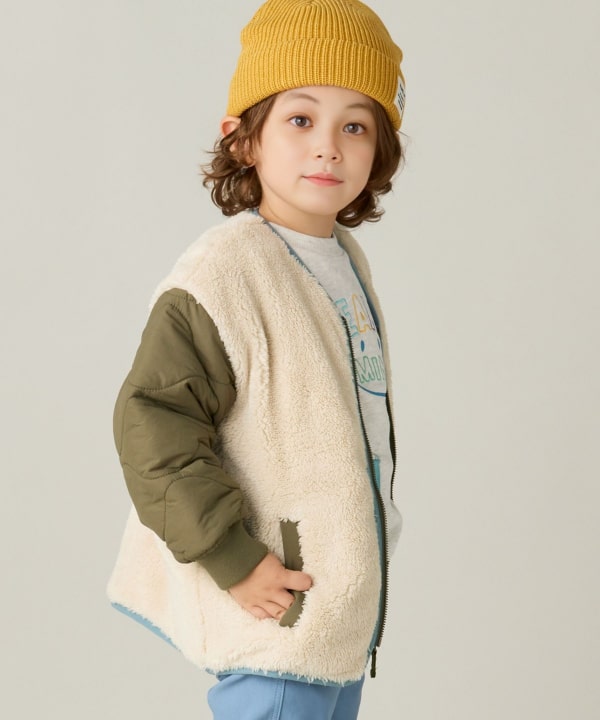 BEAMS mini（ビームス ミニ）ボア リバーシブル ノーカラーブルゾン 2024FW (90～150cm)（ブルゾン ブルゾン）通販｜BEAMS