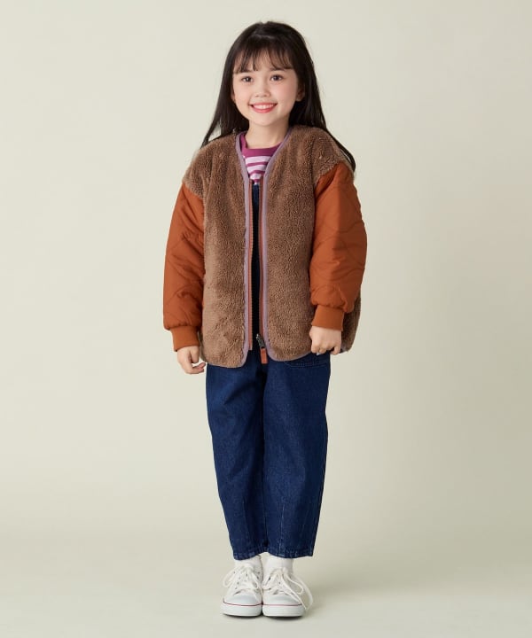 BEAMS BEAMS mini (BEAMS mini) 毛皮围巾双面无领束腰夹克 2024FW (90-150cm) (束腰束腰夹克) 邮购 