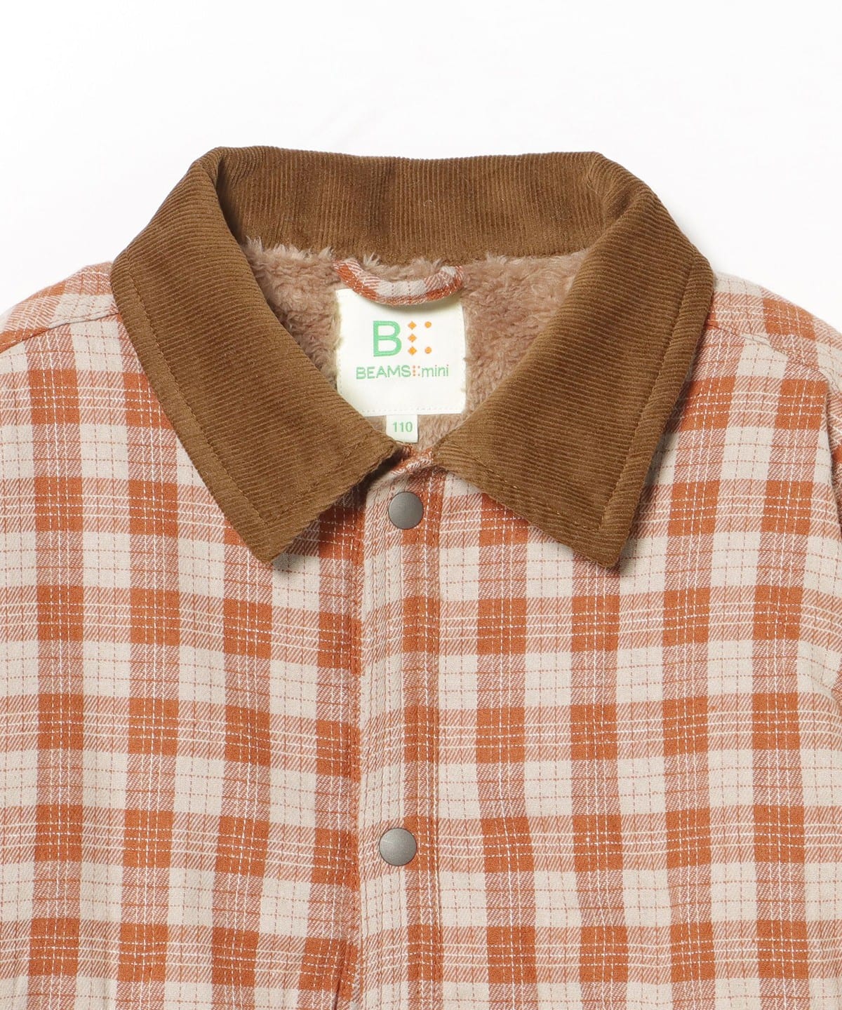 D221937 BEAMS BOY チェック柄ボアブルゾン BEAMS mini（ビームス ミニ）裏ボア チェック カバーオール （90