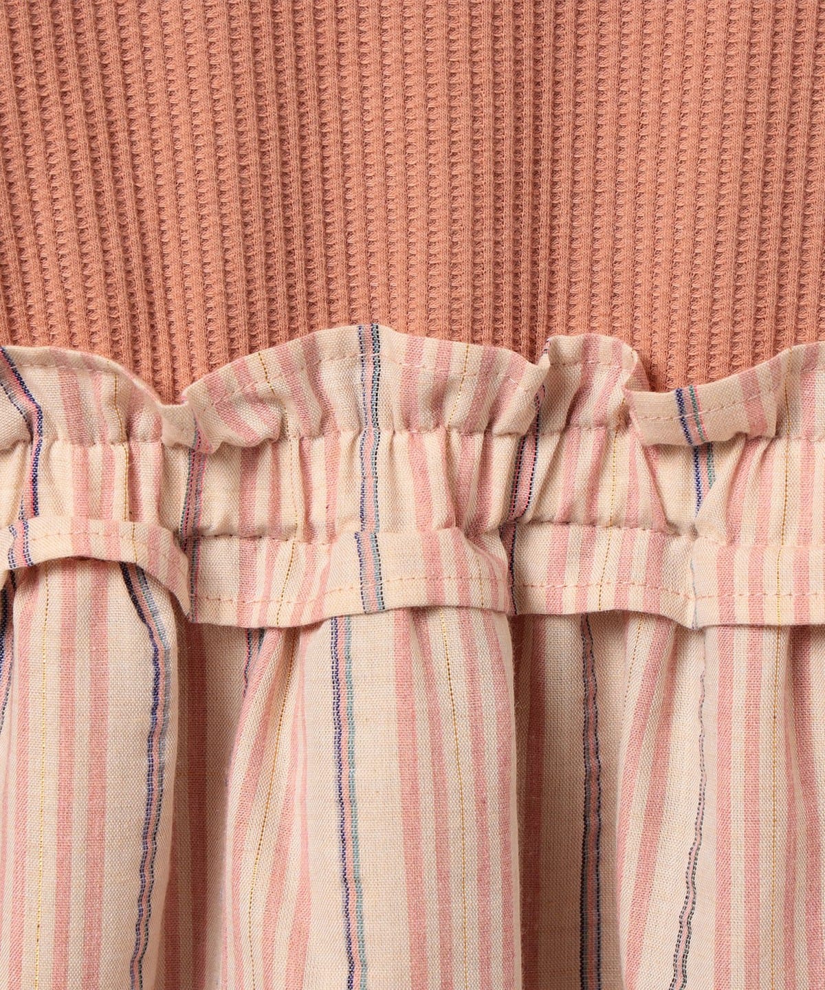 BEAMS mini（ビームス ミニ）ストライプ ワッフル 切替