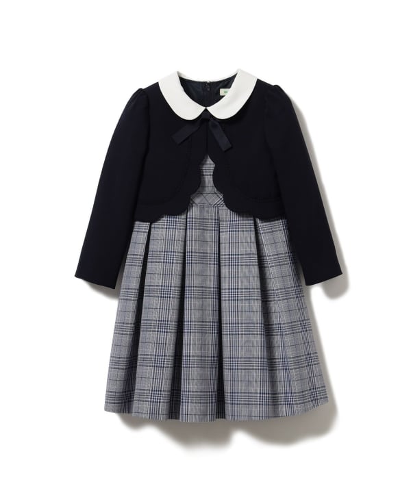 BEAMS DESIGN フォーマル ボレロ ワンピース 白襟 チェック 130
