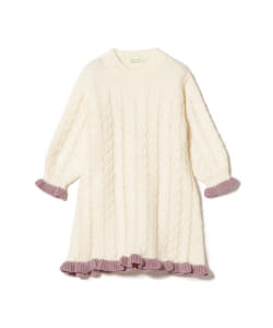 BEAMS mini / 童裝 荷葉配色 針織洋裝 (90～150㎝)