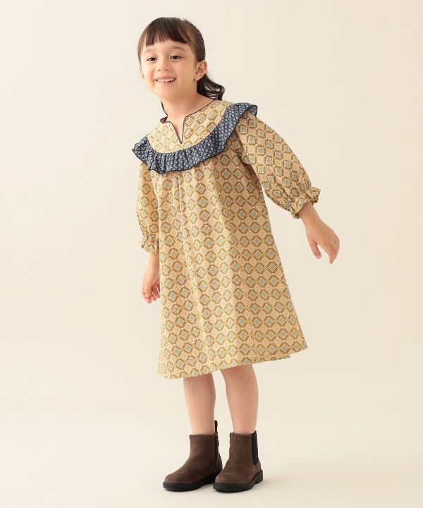 BEAMS mini(ビームス ミニ)総柄 フリル ワンピース 2025FW(90 BEAMS mini(ビームス ミニ)総柄 フリル ワンピース 2025FW(90