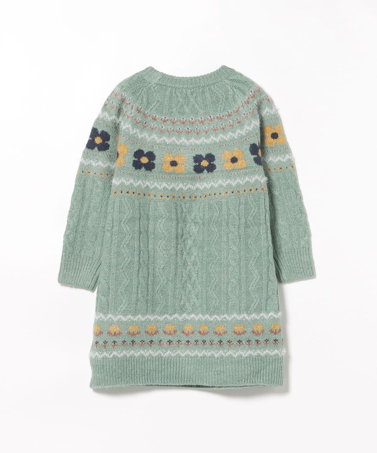 BEAMS mini（ビームス ミニ）フラワー ケーブル ニット ワンピース（90
