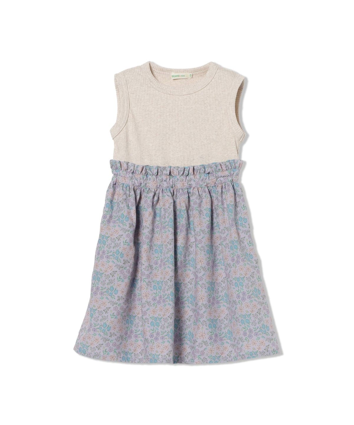 BEAMS mini（ビームス ミニ）フラワー 切替 ノースリーブ ワンピース