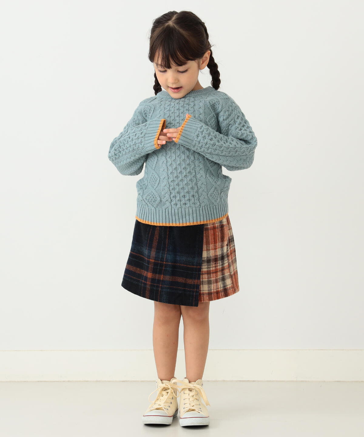 BEAMS mini（ビームス ミニ）パッチワーク チェック スカ