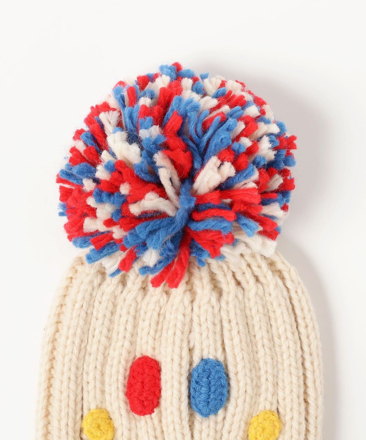 希少 45R✨R by 45rpm インディゴ デニム ポンポンニット帽 R刺繍 BEAMS mini（ビームス ミニ）スマイル ポンポン ワッチ 2026FW（帽子