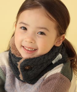 BEAMS mini / パターンニット ボア ネックウォーマ― 23FW