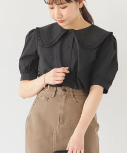 BeAMS DOT / ビッグフリル襟 半袖ブラウス