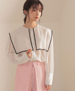 BeAMS DOT / 配色セーラーカラーブラウス