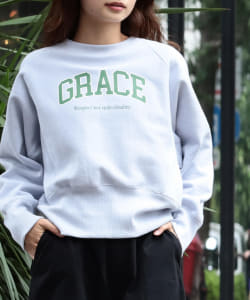 BeAMS DOT / アソート柄 裏起毛 カレッジロゴスウェット