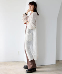 BeAMS DOT / シアーニット ロング カーディガン