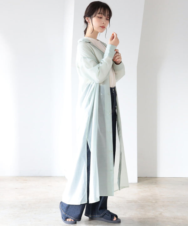 Beams Dot ビームスドット アウトレット Web限定 Beams Dot シアー開襟シャツワンピース ワンピース ワンピース 通販 Beams