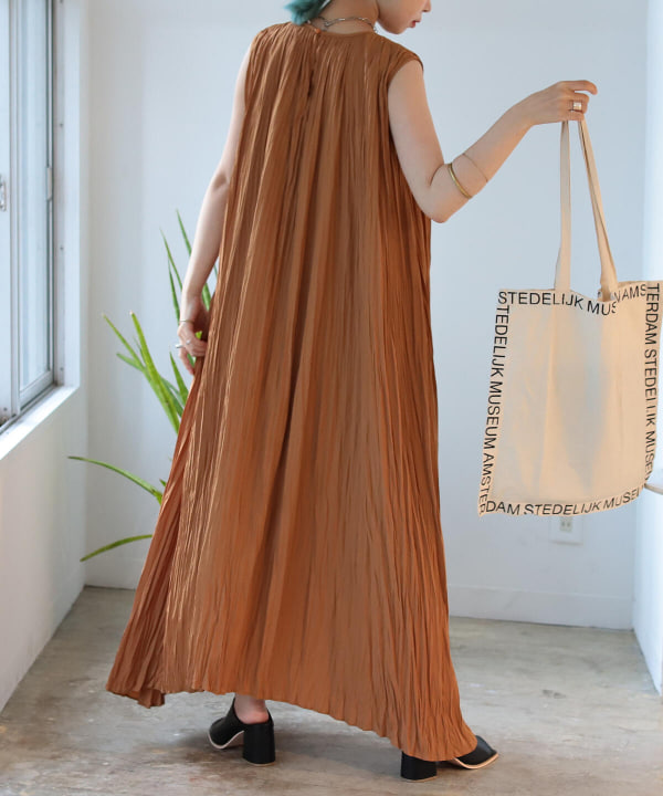 Beams Dot ビームスドット アウトレット Web限定 Beams Dot ワッシャー ノースリーブワンピース ワンピース ワンピース 通販 Beams