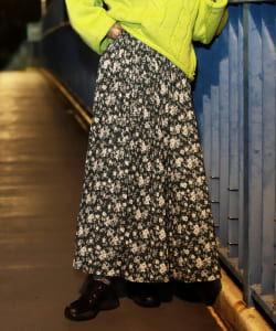 BeAMS DOT / レトロ花柄 ロングスカート