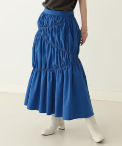 BeAMS DOT / アシンメトリー ステッチ フレアスカート