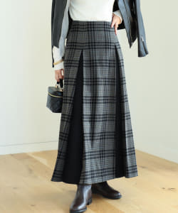 BeAMS DOT / チェック柄 ロングフレアスカート