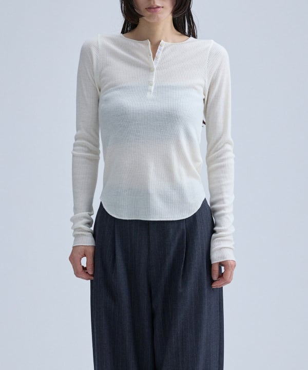 Ribbed Henley Pullover Model：H170 B83 W60 H87　Size：38(M)