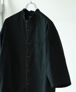 ▲BEAMS LIGHTS / ブランケット ステッチ バンドカラーシャツ