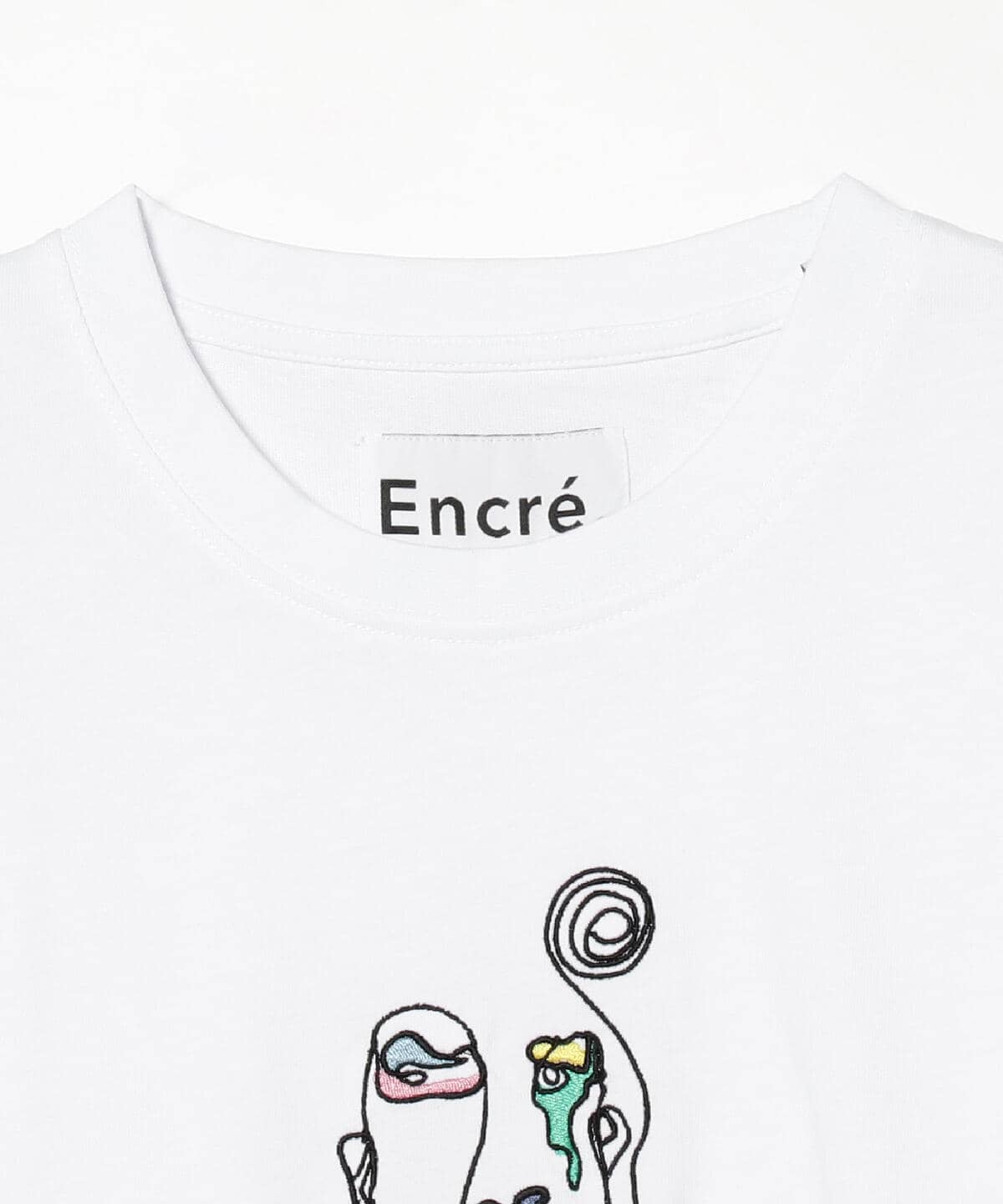 【WHITE】Encre. * BEAMS LIGHTS / 別注 刺しゅう Tシャツ