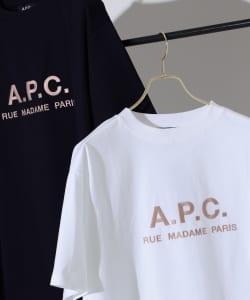 A.P.C. × BEAMS LIGHTS / 別注 ロゴ刺繍 半袖 Tシャツ