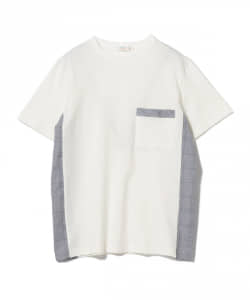 ▲BEAMS LIGHTS / チェック パネル切り替え Tシャツ (日本製)
