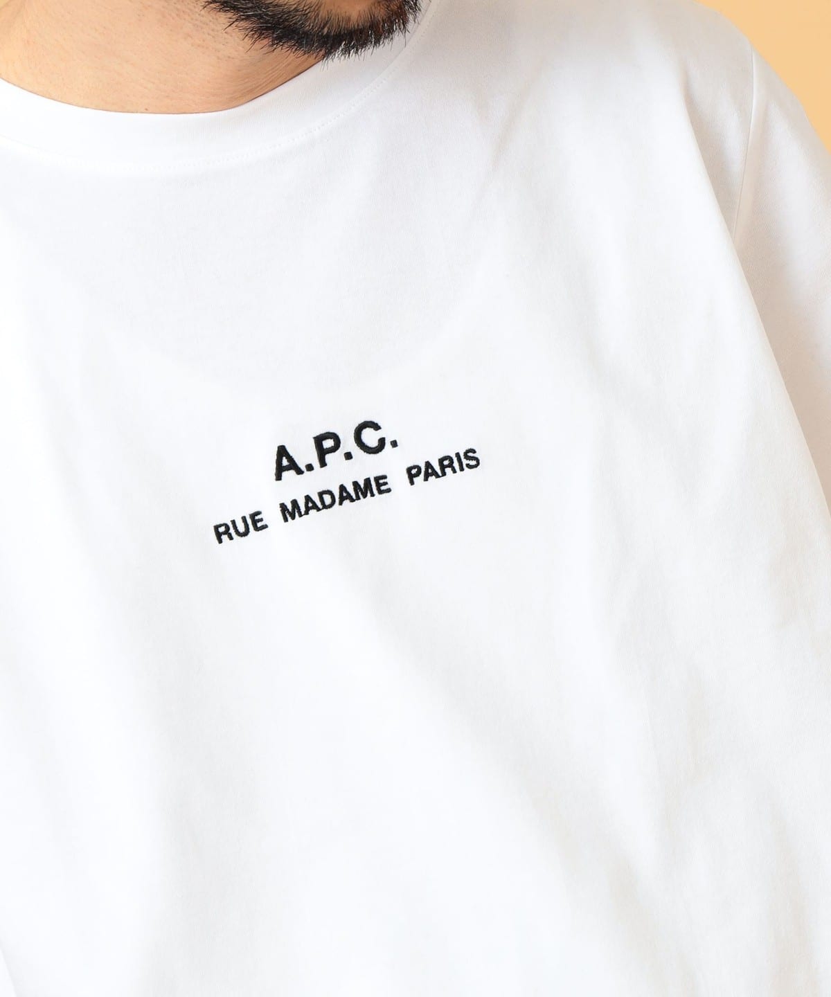 人気】A.P.C ロゴ Tシャツ 半袖 刺繍 定番 ベーシック メンズ L 白