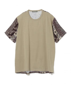 ▲BEAMS LIGHTS / バティックプリント 切り替えTシャツ
