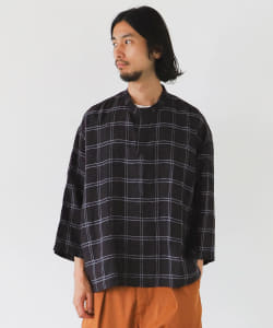 BEAMS LIGHTS / ノビリアリネン プルオーバー バンドカラーシャツ