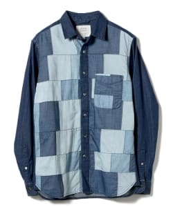 ▲BEAMS LIGHTS / インディゴ パッチワーク レギュラーシャツ