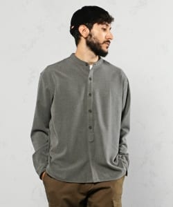 ▲BEAMS LIGHTS / 起毛 ストレッチ バンドカラー シャツ