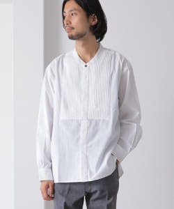 ▲BEAMS LIGHTS / インドコットン ピンタック バンドカラーシャツ