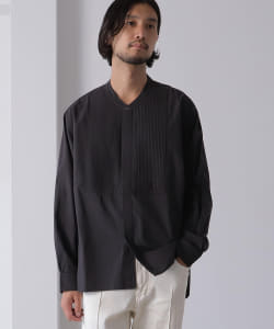 ▲BEAMS LIGHTS / インドコットン ピンタック バンドカラーシャツ