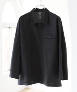 BEAMS LIGHTS / ラダーレース ドロップネック レギュラーカラー シャツ