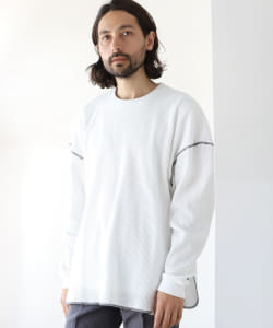 ▲BEAMS LIGHTS / カラーステッチ ワッフル ビッグカットソー