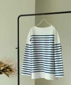 BEAMS LIGHTS / ボーダー ボートネック Tシャツ