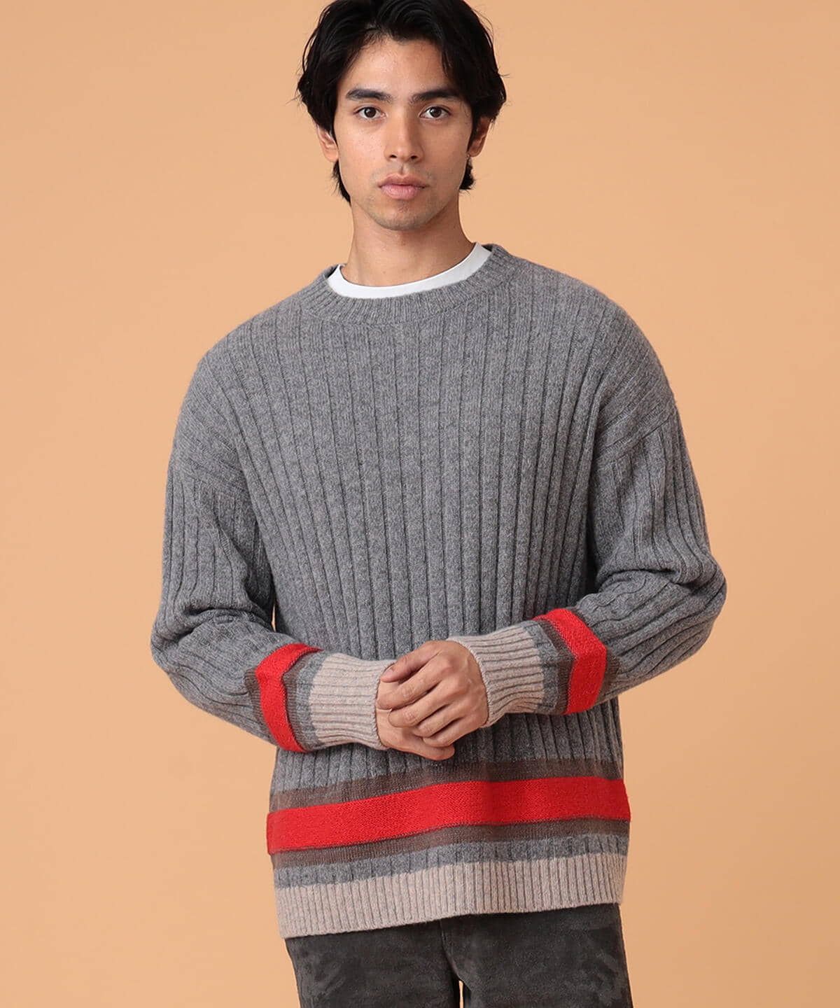 WOOL CABLE HOLE CREW NECK PULLOVER/ニット