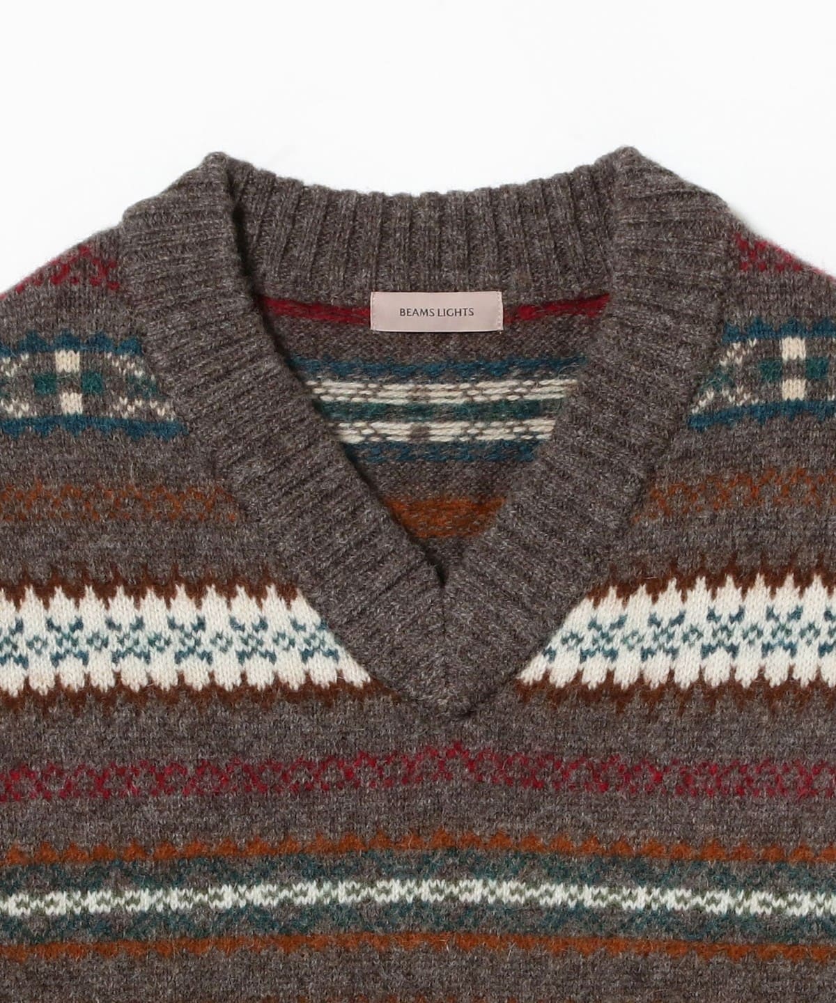 BEAMS LIGHTS BEAMS LIGHTS BEAMS LIGHTS / Fair Isle V-neck knit